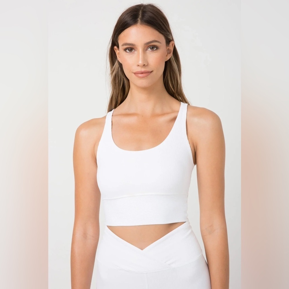 Year of Ours Gym Bra White Ribbed